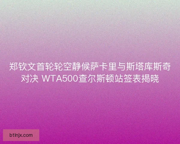 郑钦文首轮轮空静候萨卡里与斯塔库斯奇对决 WTA500查尔斯顿站签表揭晓