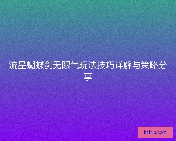 流星蝴蝶剑无限气玩法技巧详解与策略分享