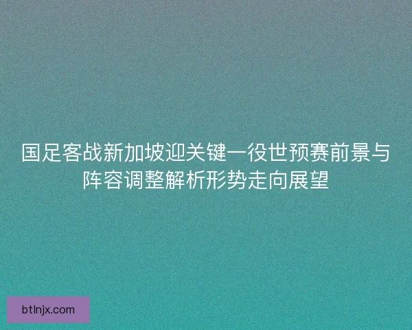 国足客战新加坡迎关键一役世预赛前景与阵容调整解析形势走向展望