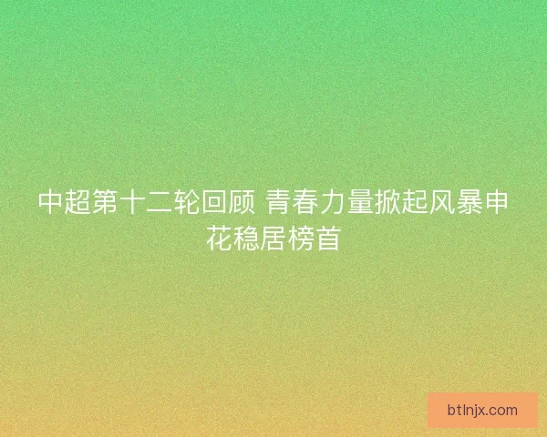 中超第十二轮回顾 青春力量掀起风暴申花稳居榜首